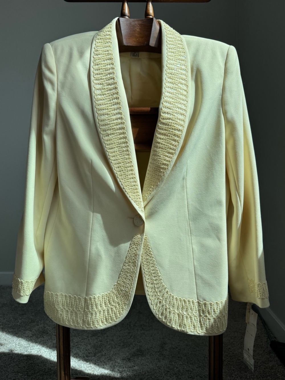 NWT John Meyer Blazer Womens 16 Cream Embroidered Jacket Formal Formal Old Money